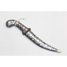 1 Pc Dagger Knife Silver Work Blunt Handmade Damascus Steel Blade Handle B72